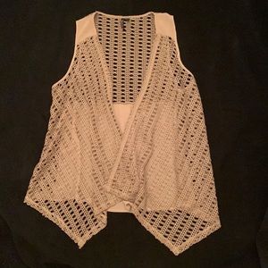 Heart soul lace sleeveless open front cardigan duster jacket large L